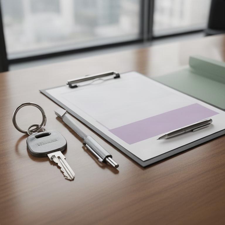 Office key and access notes arranged on a desk after a scheduled cleaning