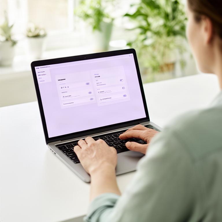 Person adjusting communication preferences on a laptop in a bright room