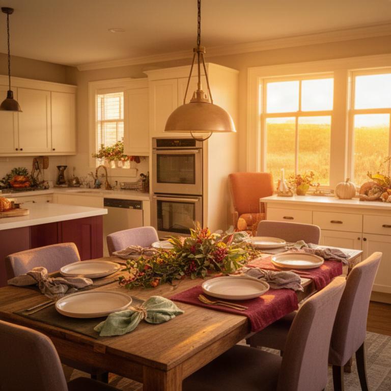 Warm Lancaster dining room prepared for Thanksgiving after renovation dust and debris were cleared