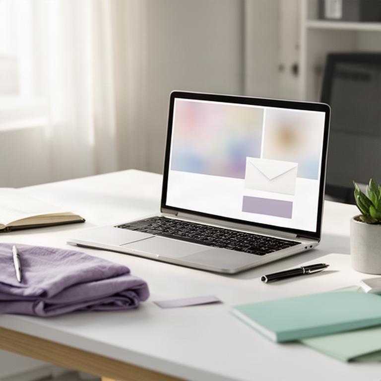 Email preference screen open on a laptop beside a clean office desk
